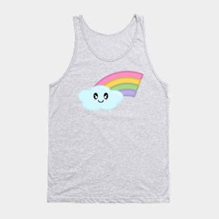 Kawaii Cute Happy Rainbow in Yellow Tank Top